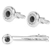 Designer Stylish 3 pcs Accessories Formal Elegant Silver Rhodium Plated Cufflinks + Tiepin Set for Men (SJ_7138) - Shining Jewel