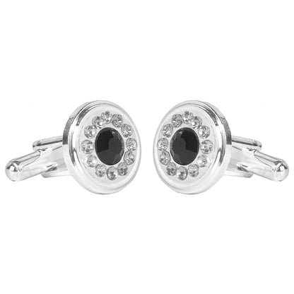 Designer Stylish 3 pcs Accessories Formal Elegant Silver Rhodium Plated Cufflinks + Tiepin Set for Men (SJ_7138)