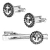 Designer Stylish 3 pcs Accessories Formal Elegant Silver Rhodium Plated Cufflinks + Tiepin Set for Men (SJ_7139) - Shining Jewel