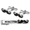 Designer Stylish 3 pcs Accessories Moustache Silver Plated Cufflinks + Tiepin Set for Men (SJ_7140) - Shining Jewel