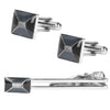 Designer Stylish 3 pcs Accessories Formal Elegant Silver Rhodium Plated Cufflinks + Tiepin Set for Men (SJ_7141) - Shining Jewel