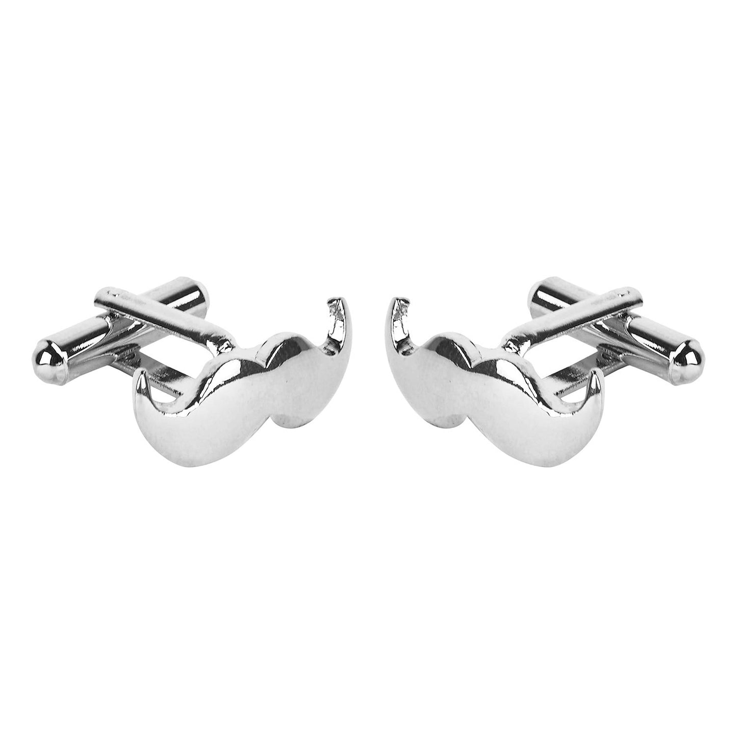 Designer Stylish 3 pcs Accessories Moustache Silver Plated Cufflinks + Tiepin Set for Men (SJ_7142)