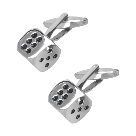 Designer Stylish Silver Rodium Plated Dice Design Cufflinks for Men (SJ_7147) - Shining Jewel