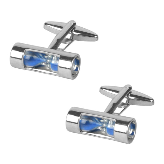 Designer Stylish Hourglass Design Silver Rodium Plated Cufflinks for Men (SJ_7151) - Shining Jewel