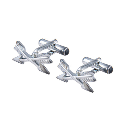 Designer Stylish Arrow Silver Rodium Plated Cufflinks for Men (SJ_7158)