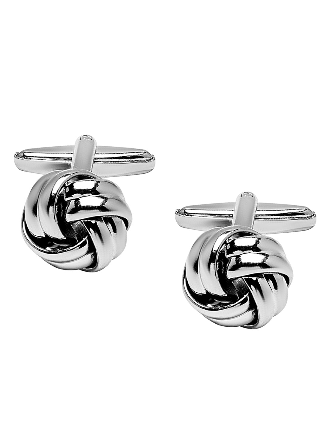 Shining Jewel Elegant Fancy and Designer Silver Plated Cufflinks for Men - Classic Knot Design (SJ_7160)