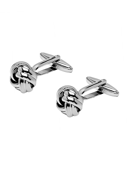 Shining Jewel Elegant Fancy and Designer Silver Plated Cufflinks for Men - Classic Knot Design (SJ_7160)