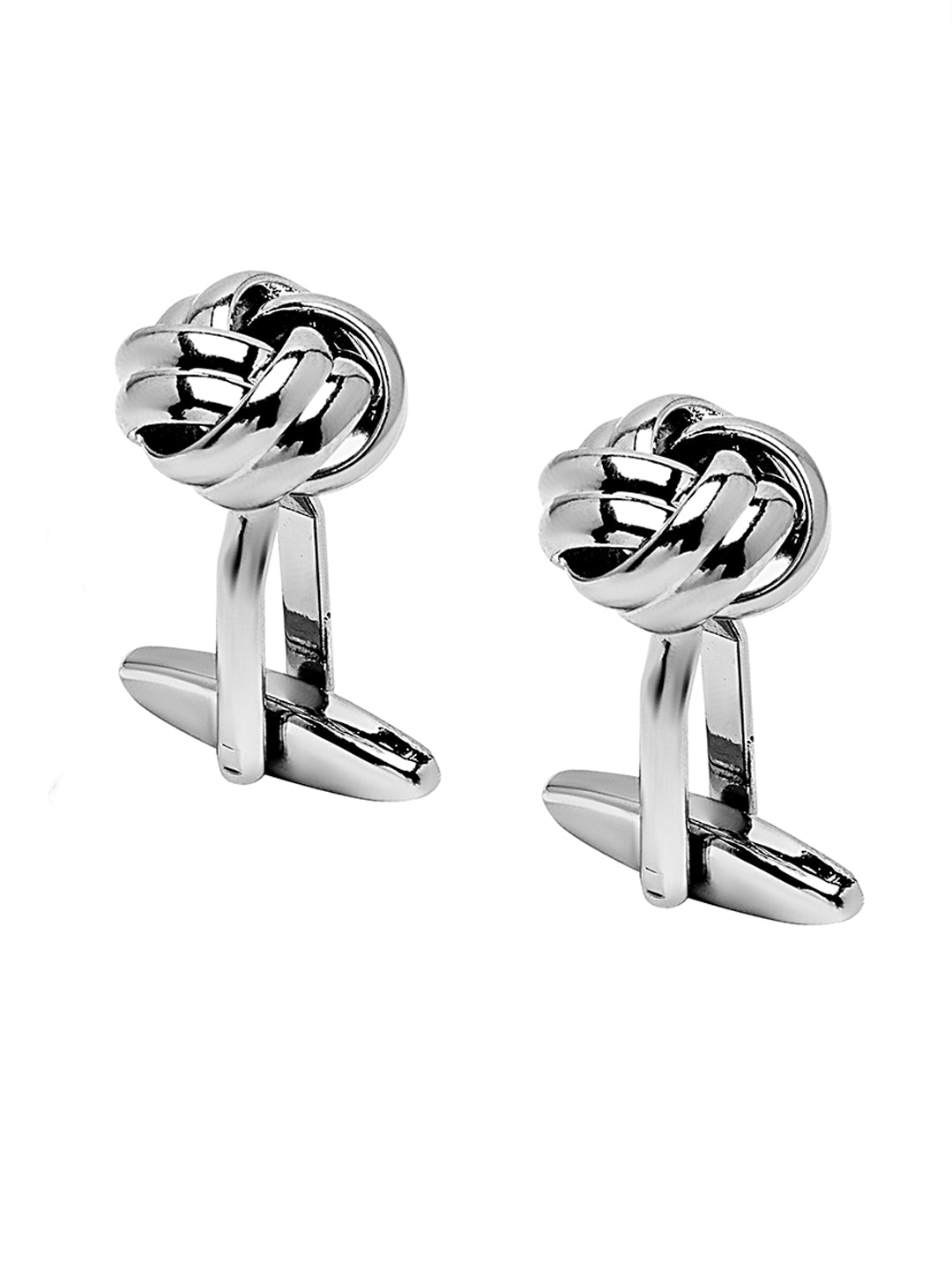 Shining Jewel Elegant Fancy and Designer Silver Plated Cufflinks for Men - Classic Knot Design (SJ_7160)