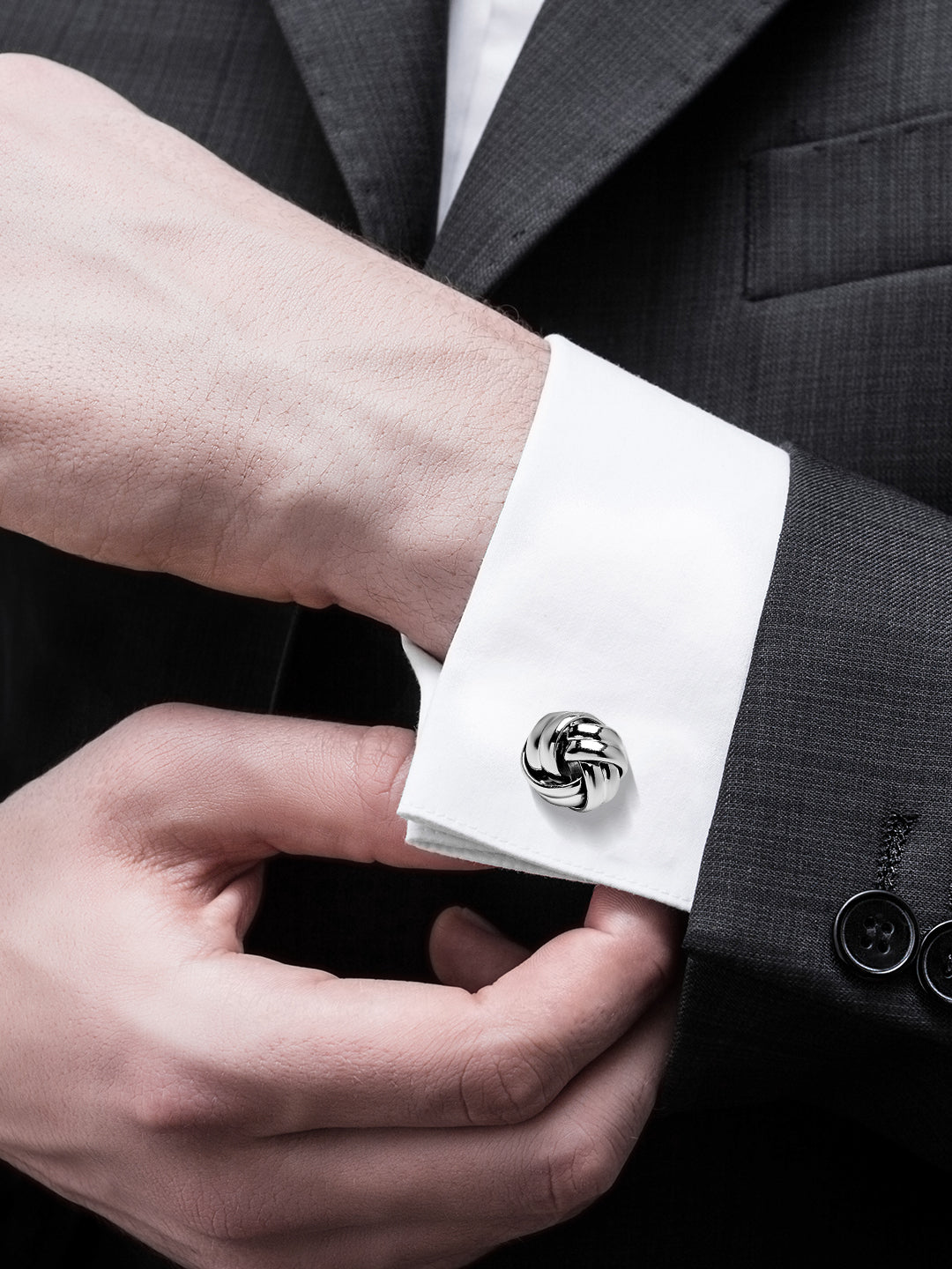 Shining Jewel Elegant Fancy and Designer Silver Plated Cufflinks for Men - Classic Knot Design (SJ_7160)