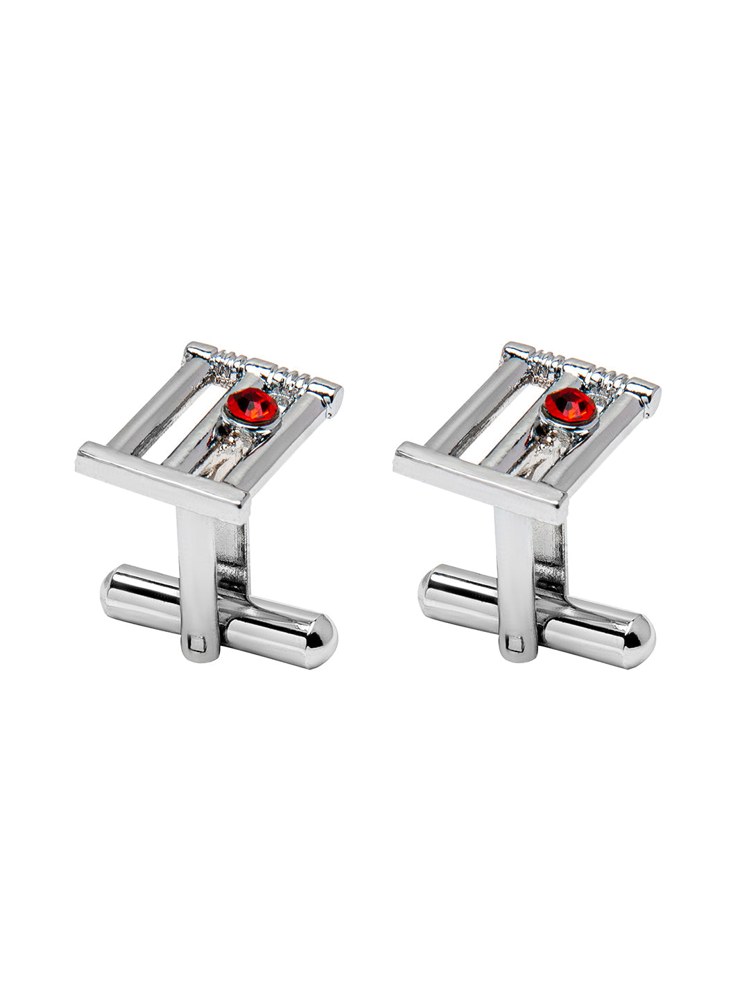 Shining Jewel Elegant Fancy and Designer Silver Plated Cufflinks for Men - Cricket Stump Design (SJ_7162)