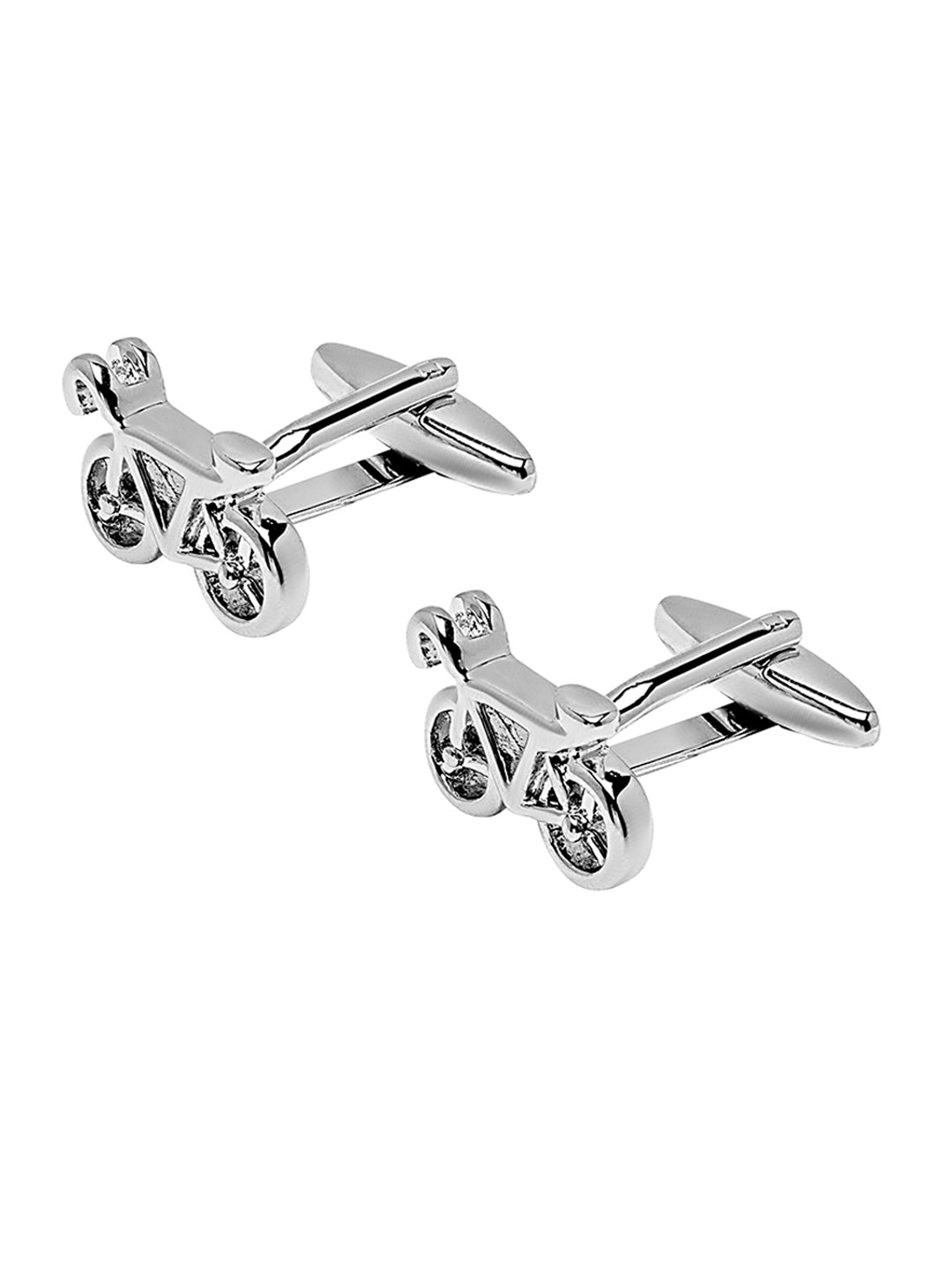 Elegant Fancy and Designer Silver Plated Cufflinks for Men - Bicycle Design (SJ_7163)