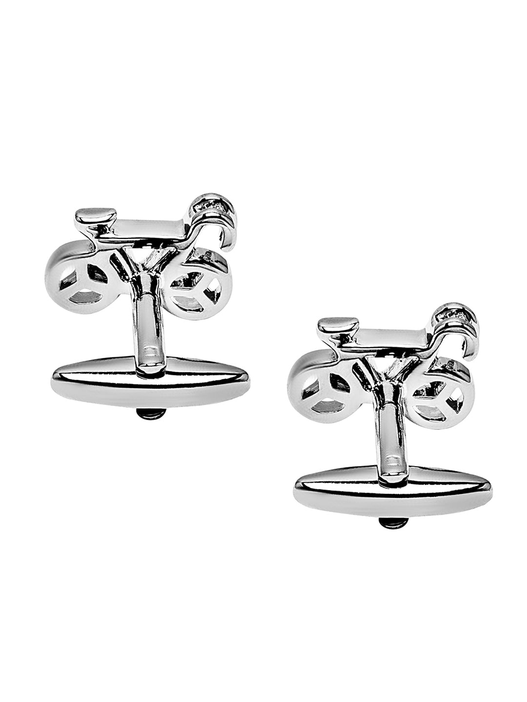 Elegant Fancy and Designer Silver Plated Cufflinks for Men - Bicycle Design (SJ_7163)