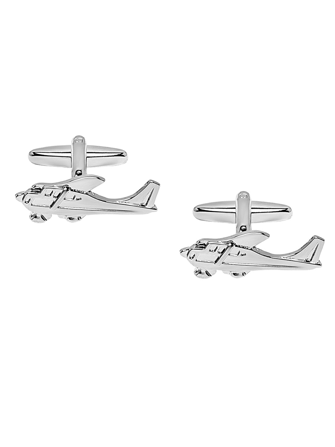 Elegant Fancy and Designer Silver Plated Cufflinks for Men - Helicopter Design (SJ_7165)