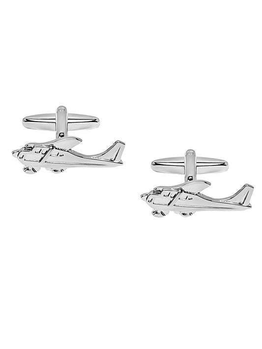 Elegant Fancy and Designer Silver Plated Cufflinks for Men - Helicopter Design (SJ_7165)