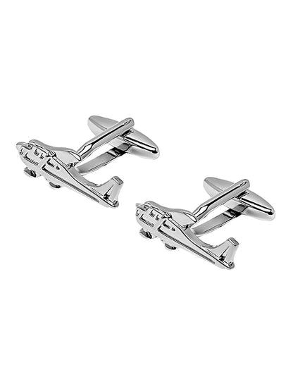 Elegant Fancy and Designer Silver Plated Cufflinks for Men - Helicopter Design (SJ_7165)