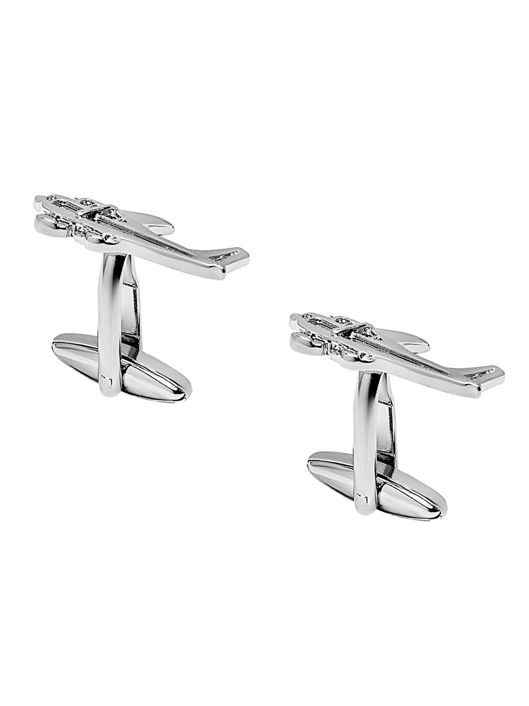 Elegant Fancy and Designer Silver Plated Cufflinks for Men - Helicopter Design (SJ_7165)