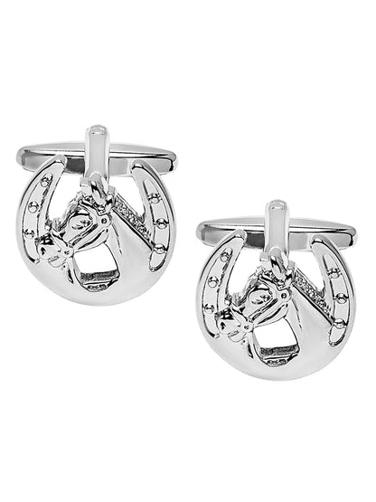 Elegant Fancy and Designer Silver Plated Cufflinks for Men - Horse Shoe Design (SJ_7166)