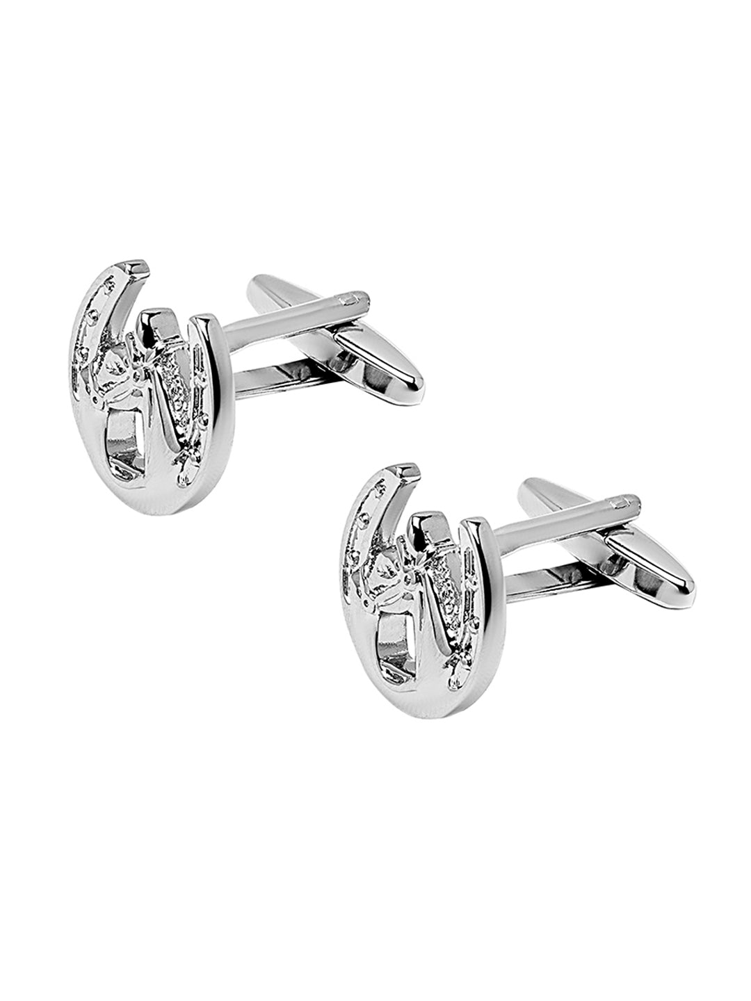 Elegant Fancy and Designer Silver Plated Cufflinks for Men - Horse Shoe Design (SJ_7166)