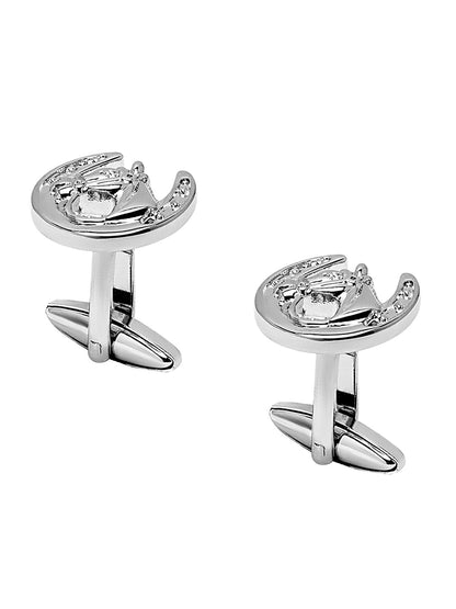 Elegant Fancy and Designer Silver Plated Cufflinks for Men - Horse Shoe Design (SJ_7166)