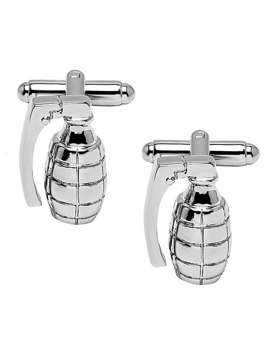 Elegant Fancy and Designer Silver Plated Hand Grenade  Design Cufflinks For Men (SJ_7167)