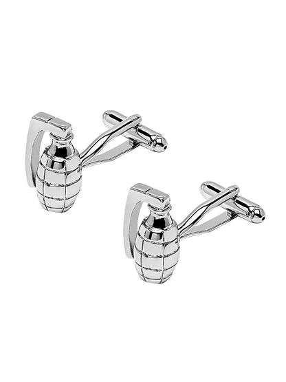 Elegant Fancy and Designer Silver Plated Hand Grenade  Design Cufflinks For Men (SJ_7167)