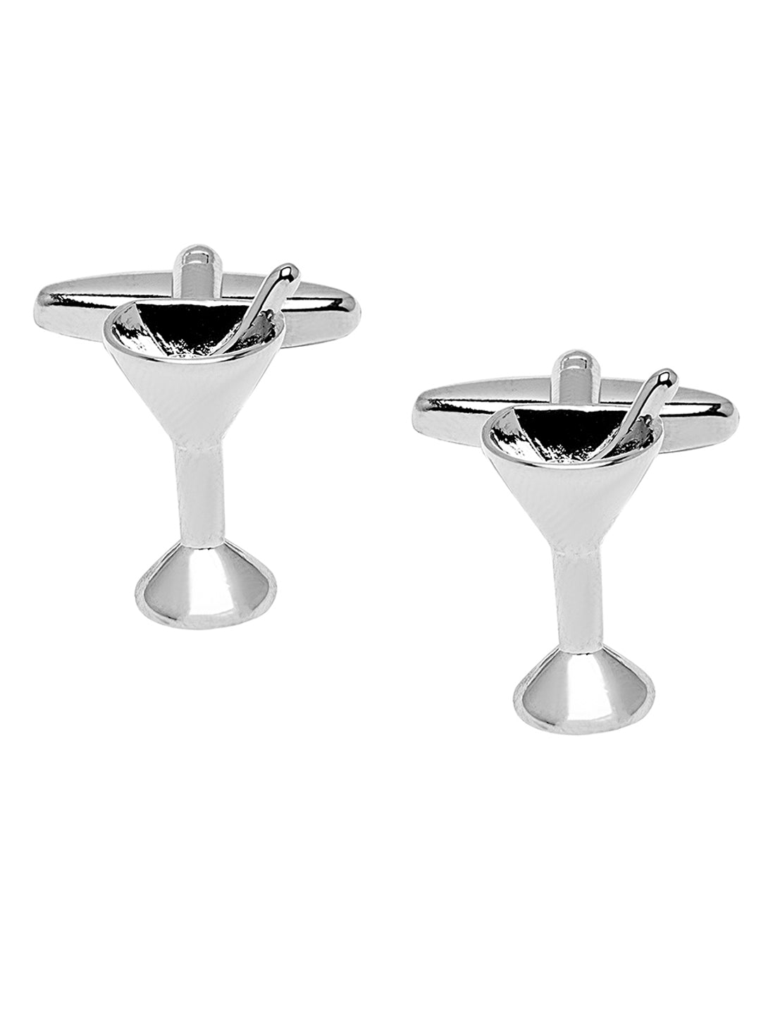 Elegant Fancy and Designer Silver Plated Love Cocktail Glass Design Cufflinks For Men (SJ_7168)