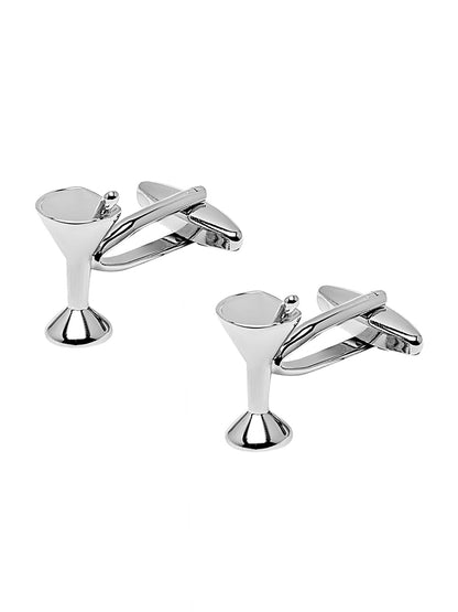 Elegant Fancy and Designer Silver Plated Love Cocktail Glass Design Cufflinks For Men (SJ_7168)