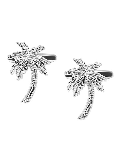 Elegant Fancy and Designer Silver Plated Coconut Palm Tree Design Cufflinks For Men (SJ_7170)