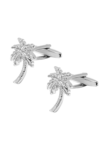 Elegant Fancy and Designer Silver Plated Coconut Palm Tree Design Cufflinks For Men (SJ_7170)