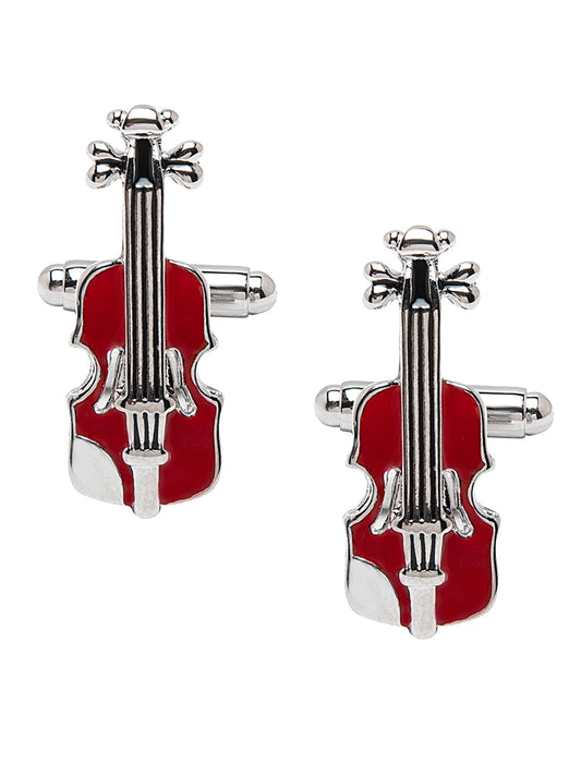 Elegant Fancy and Designer Silver Plated Violin Design Cufflinks For Men (SJ_7172)