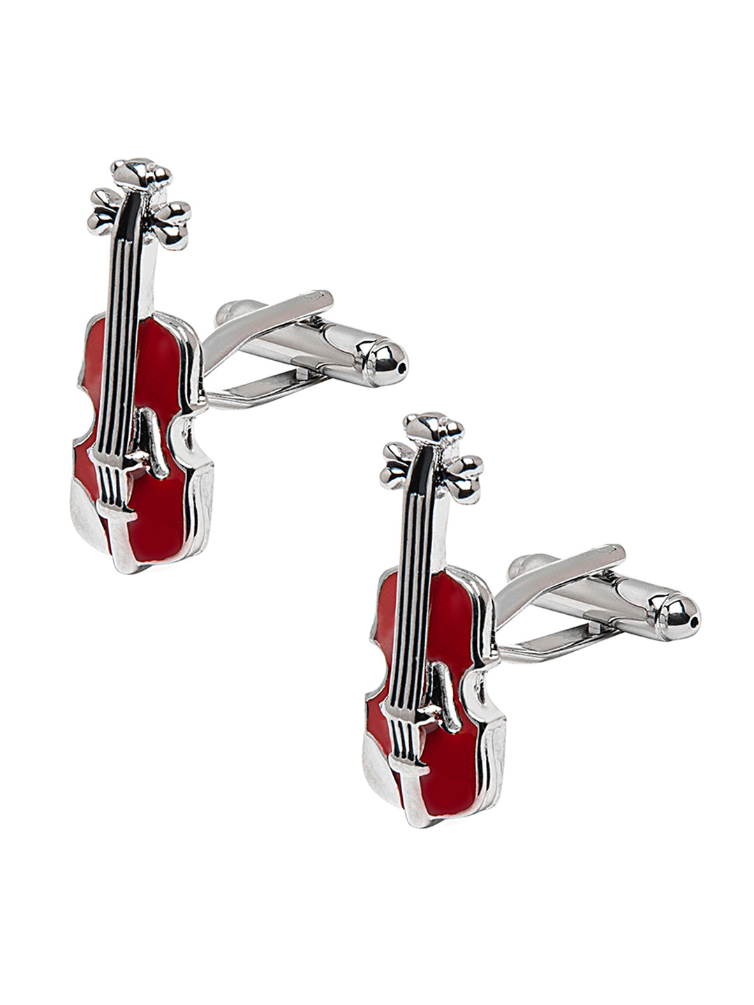 Elegant Fancy and Designer Silver Plated Violin Design Cufflinks For Men (SJ_7172)