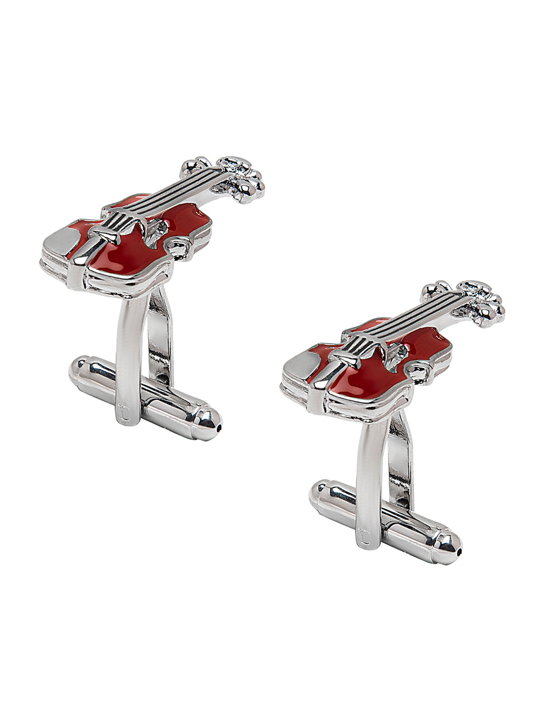 Elegant Fancy and Designer Silver Plated Violin Design Cufflinks For Men (SJ_7172)