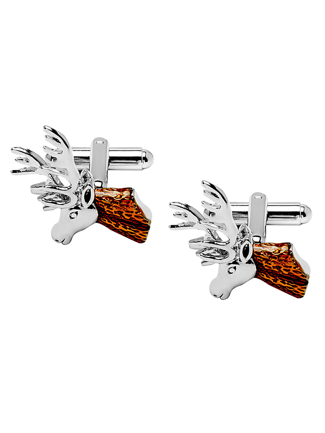 Elegant Fancy and Designer Silver Plated Raindeer and Stag Design Cufflinks For Men (SJ_7174)