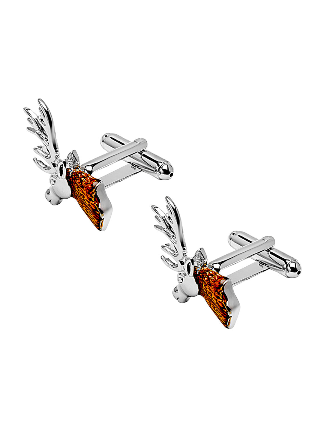 Elegant Fancy and Designer Silver Plated Raindeer and Stag Design Cufflinks For Men (SJ_7174)