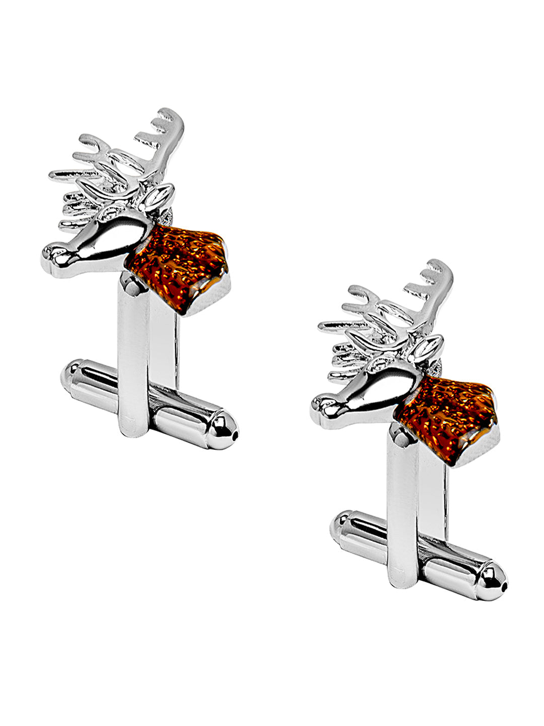 Elegant Fancy and Designer Silver Plated Raindeer and Stag Design Cufflinks For Men (SJ_7174)