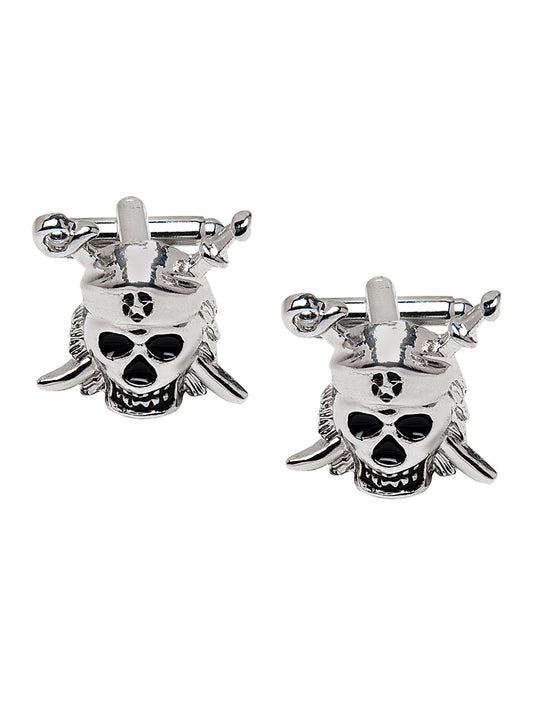 Elegant Fancy and Designer Silver Plated Pirate Skull Skeleton Design Cufflinks For Men (SJ_7175)