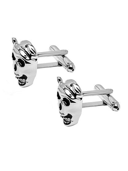 Elegant Fancy and Designer Silver Plated Pirate Skull Skeleton Design Cufflinks For Men (SJ_7176)