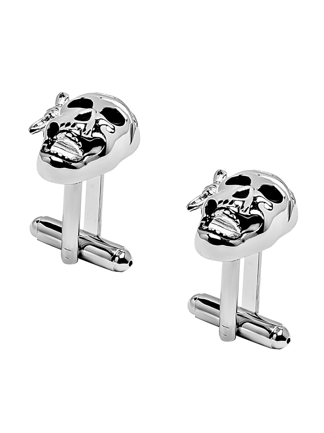 Elegant Fancy and Designer Silver Plated Pirate Skull Skeleton Design Cufflinks For Men (SJ_7176)