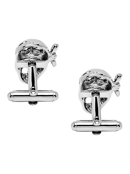 Elegant Fancy and Designer Silver Plated Pirate Skull Skeleton Design Cufflinks For Men (SJ_7176)