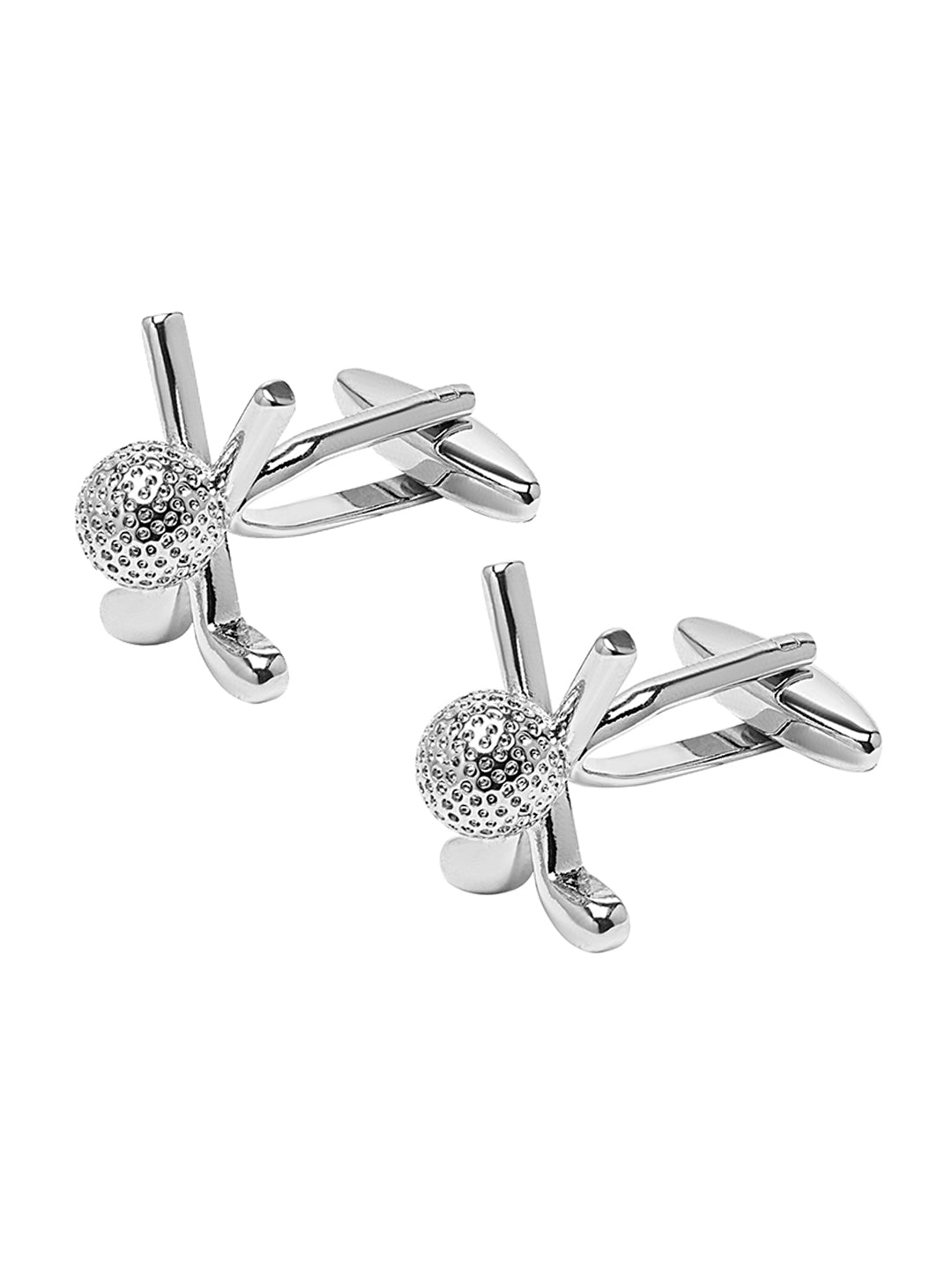 Elegant Fancy and Designer Silver Plated Golf Ball and Club Design Cufflinks For Men (SJ_7177)