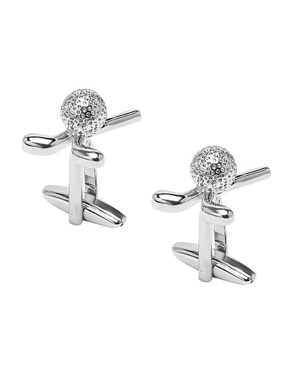 Elegant Fancy and Designer Silver Plated Golf Ball and Club Design Cufflinks For Men (SJ_7177)