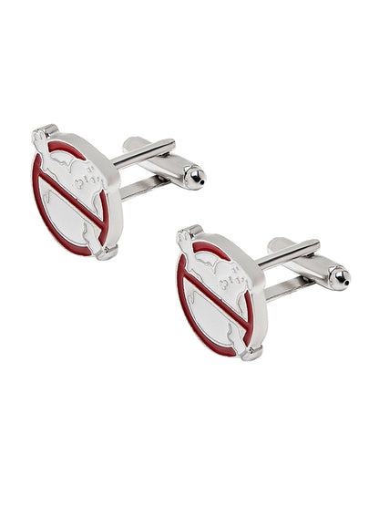 Elegant Fancy and Designer Silver Plated GhostbustersDesign Cufflinks For Men (SJ_7179)