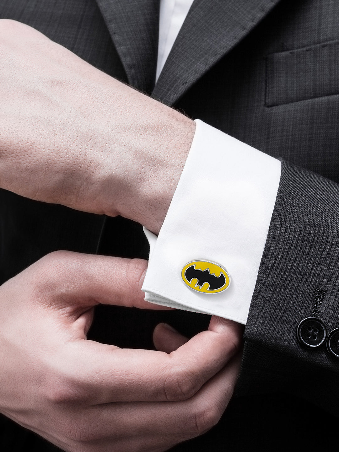 Elegant Fancy and Designer Silver Plated Superhero Collection Dark Knight Design Cufflinks For Men (SJ_7181)