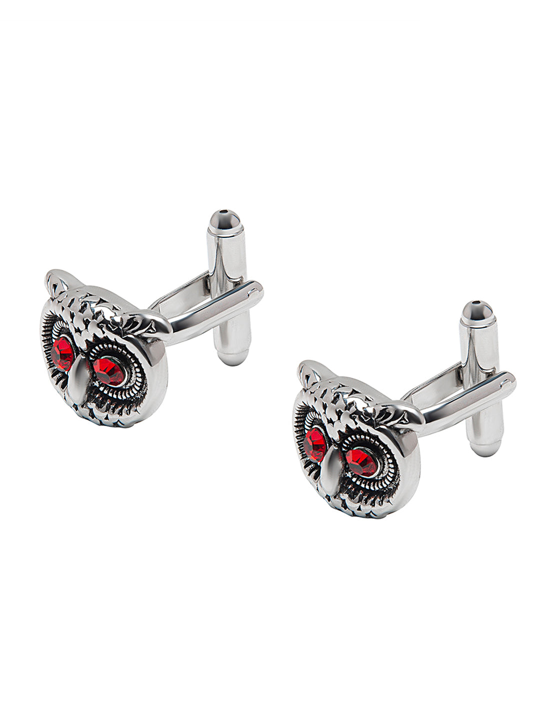 Elegant Fancy and Designer Silver Plated Owl Design Cufflinks For Men (SJ_7184)