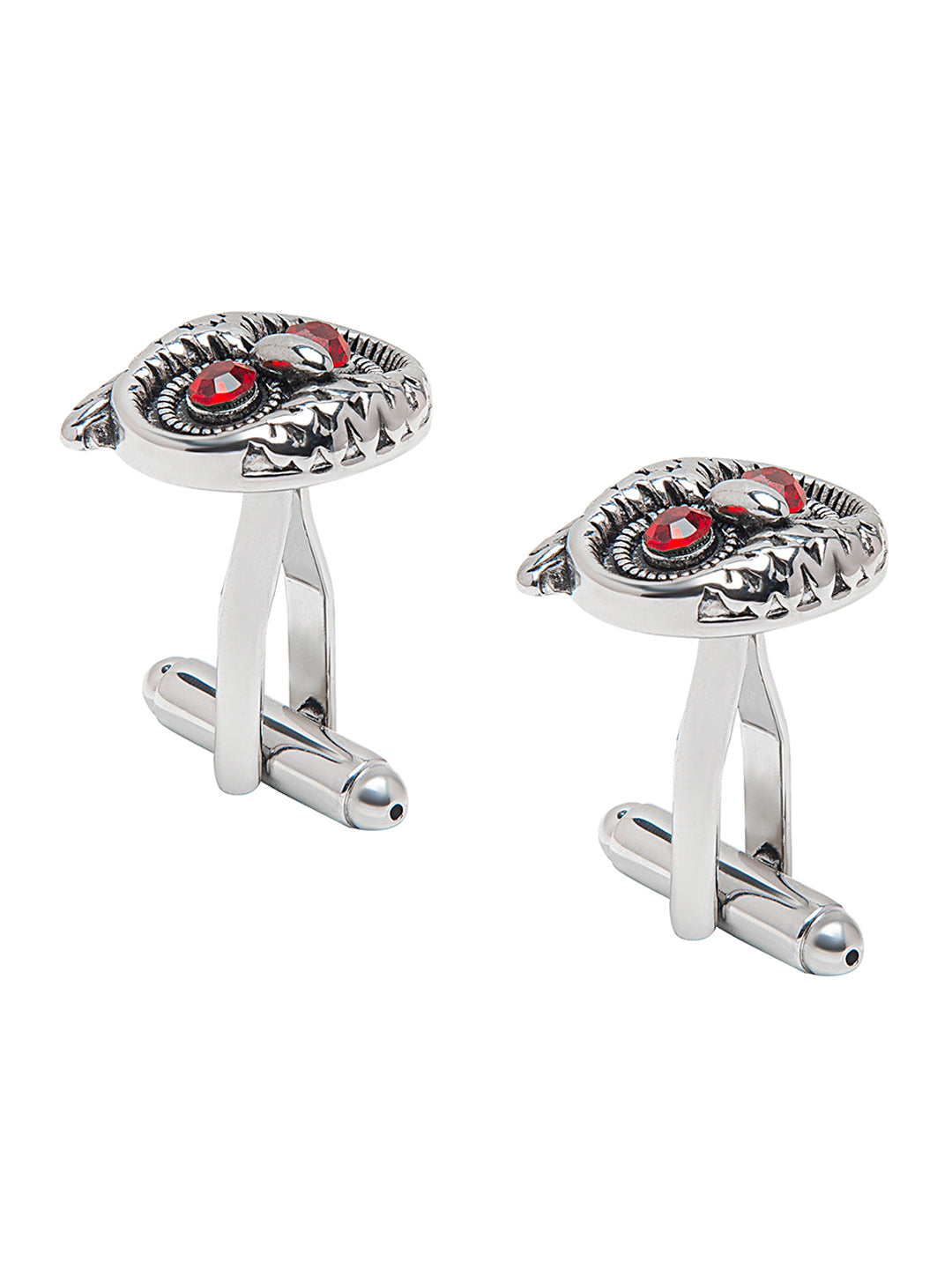 Elegant Fancy and Designer Silver Plated Owl Design Cufflinks For Men (SJ_7184)