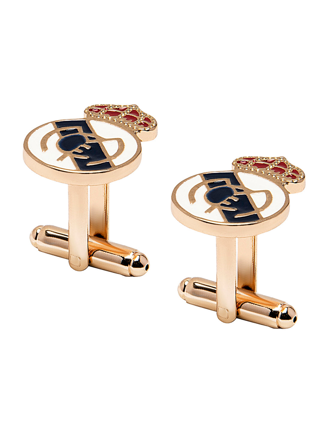 Chrome and Gold Plated Designer Real Madrid Cufflinks for Men (SJ_7187)