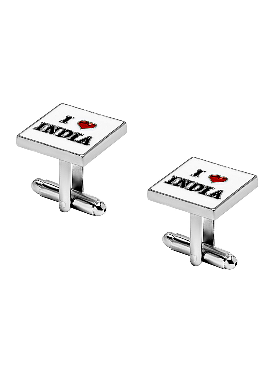 Elegant Fancy and Designer Silver Plated I Love India Design Cufflinks For Men (SJ_7189)