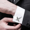 Elegant Fancy and Designer Silver Plated Falcon Bird Design Cufflinks For Men (SJ_7191)