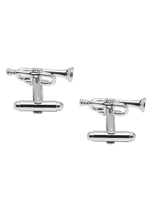 Elegant Fancy and Designer Silver Plated Trumpet Saxophone Design Cufflinks For Men (SJ_7192)