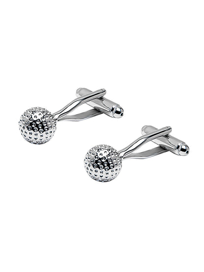 Elegant Fancy and Designer Silver Plated Golf ball Design Cufflinks For Men (SJ_7193)